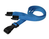 Recycled Plain Light Blue Lanyards with Plastic J Clip (Pack of 100) — lanyard view