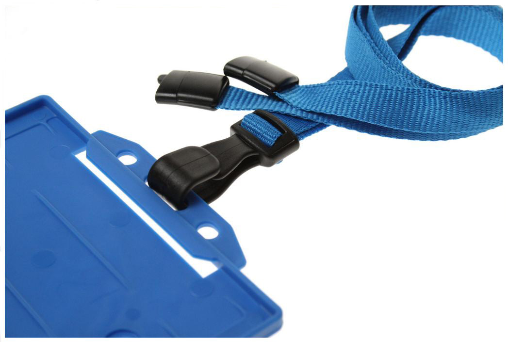 Recycled Plain Light Blue Lanyards with Plastic J Clip (Pack of 100) — lanyard view