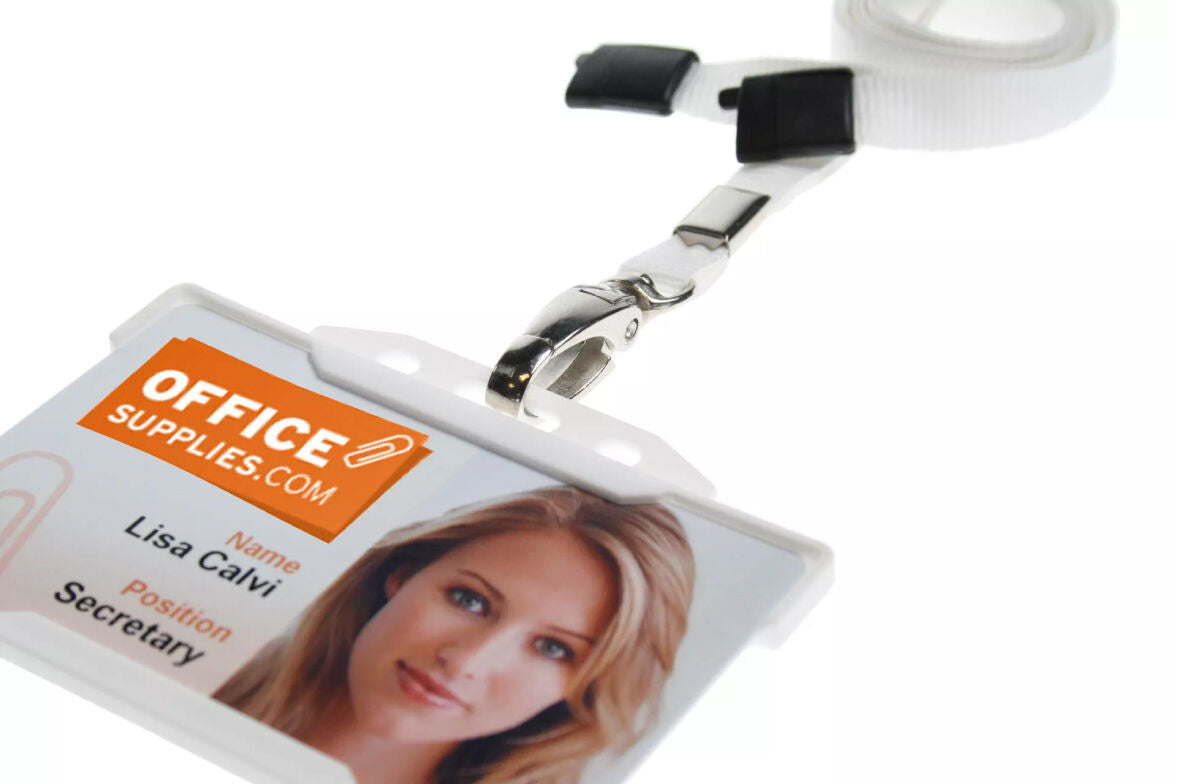Recycled Plain White Lanyards With Metal Lobster Clip (Pack of 100) — lanyard view