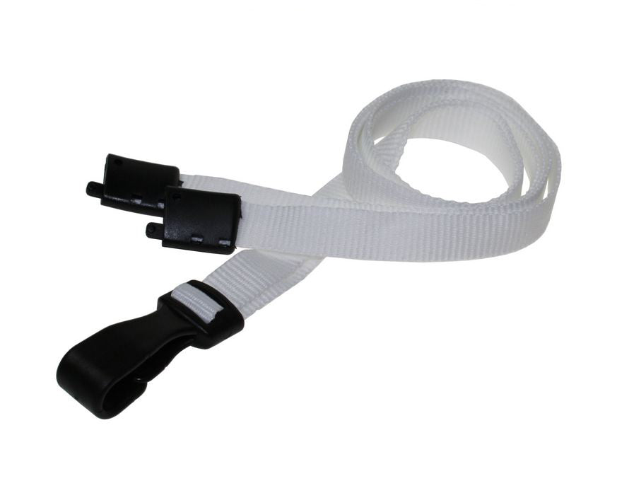 Recycled Plain White Lanyards with Plastic J Clip (Pack of 100) — lanyard view