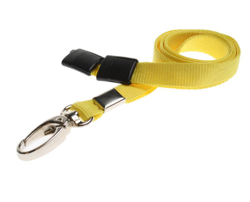 Recycled Plain Yellow Lanyards With Metal Lobster Clip (Pack of 100) — lanyard view