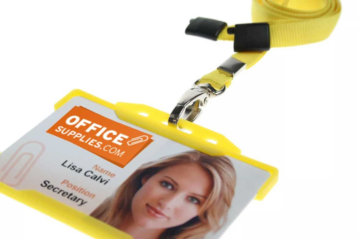 Recycled Plain Yellow Lanyards With Metal Lobster Clip (Pack of 100) — lanyard view