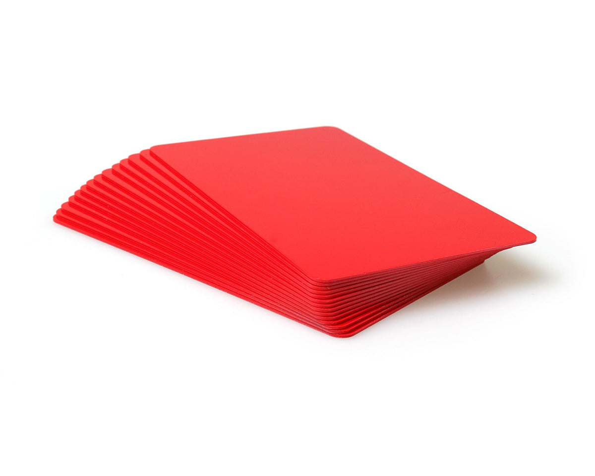 Red Coloured Cards 100 Pack — plastic cards (representative card or pack view)