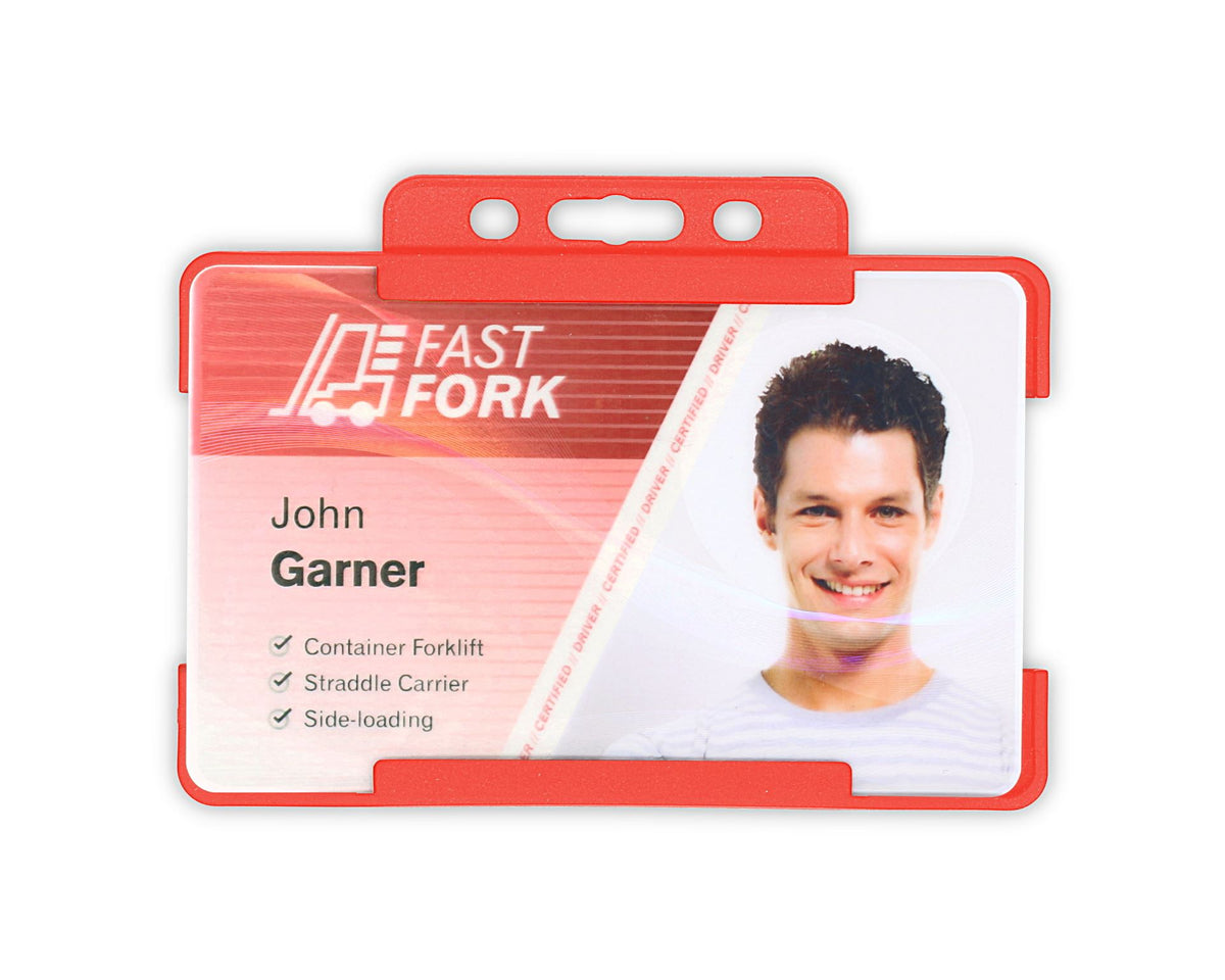 Red Single Sided BioBadge Open Faced ID Card Holders - Landscape (Pack of 100) — additional product view 1