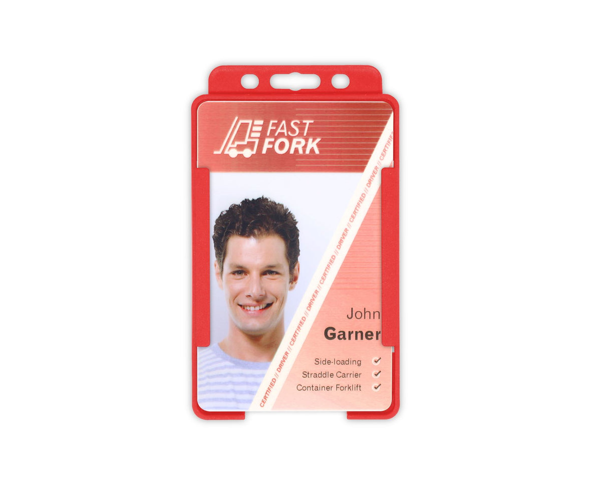 Red Single Sided BioBadge Open Faced ID Card Holders - Portrait (Pack of 100) — additional product view 1