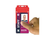 Red Single Sided BioBadge Open Faced ID Card Holders - Portrait (Pack of 100) — usage example 3