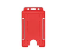 Red Single Sided BioBadge Open Faced ID Card Holders - Portrait (Pack of 100) — card holder view