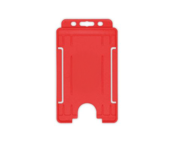 Red Single Sided BioBadge Open Faced ID Card Holders - Portrait (Pack of 100) — card holder view