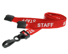 Red Staff Lanyards with Plastic J Clip (Pack of 100) — lanyard view