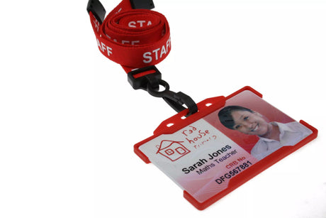 Red Staff Lanyards with Plastic J Clip (Pack of 100) — lanyard view