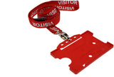 Red Visitor Lanyards with Metal Lobster Clip (Pack of 100) — lanyard view