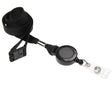 RPET 15mm Plain Black Lanyards with Card Reels (Pack of 50) — lanyard view