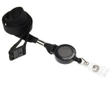 RPET 15mm Plain Black Lanyards with Card Reels (Pack of 50) — lanyard view