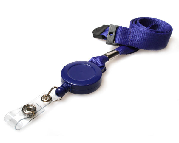 RPET Plain Navy Blue Lanyards with Card Reel (Pack of 50) — lanyard view