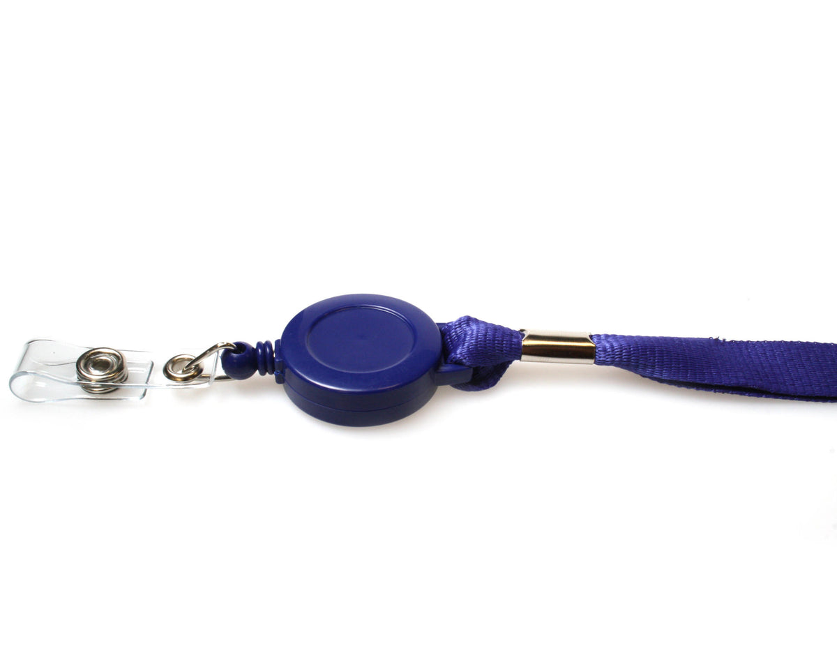 RPET Plain Navy Blue Lanyards with Card Reel (Pack of 50) — lanyard view