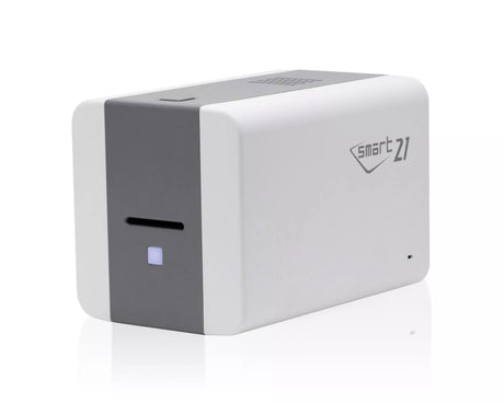Angled side view of the IDP SMART-21 ID card printer