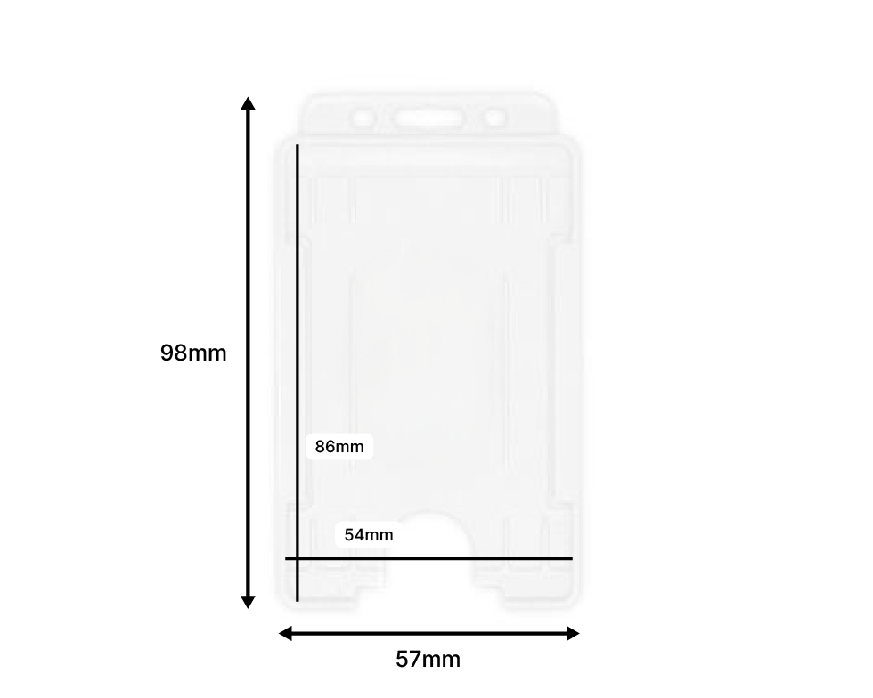 White Single-Sided BioBadge Open Faced ID Card Holders - Portrait (Pack of 100) — dimensions 2