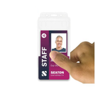 White Single-Sided BioBadge Open Faced ID Card Holders - Portrait (Pack of 100) — usage example 3