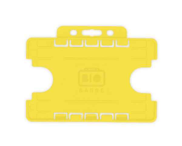 Yellow Dual Sided BioBadge Open Faced ID Card Holders - Landscape (Pack of 100) — card holder view