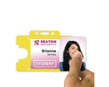 Yellow Single-Sided BioBadge Open Faced ID Card Holders - Landscape (Pack of 100) — usage example 3