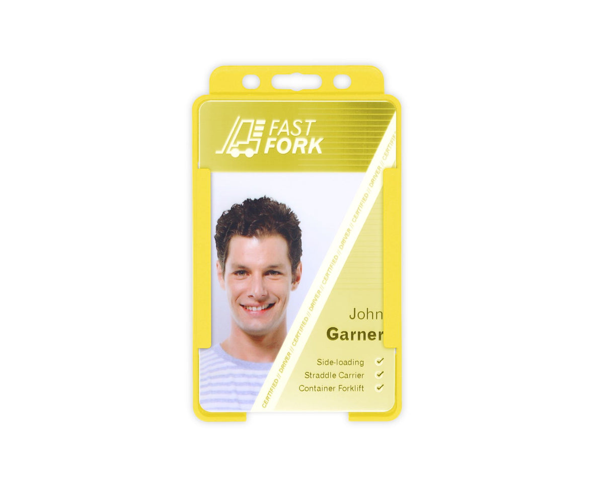 Yellow Single Sided BioBadge Open Faced ID Card Holders - Portrait (Pack of 100) — additional product view 1