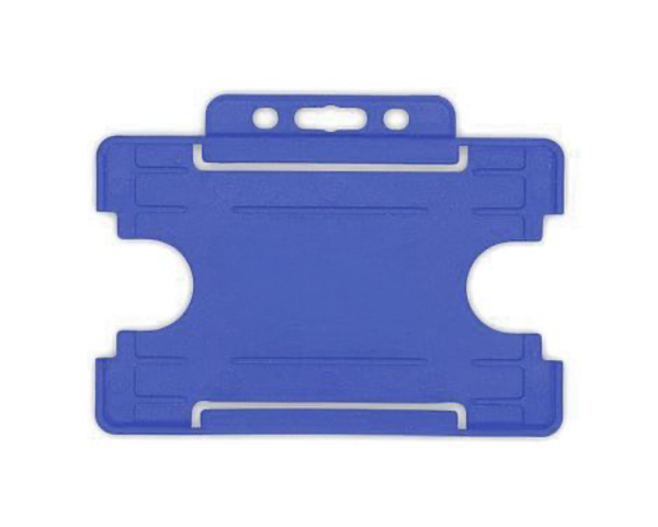 Mid Blue Single-Sided BioBadge Open Faced ID Card Holders - Landscape (Pack of 100)