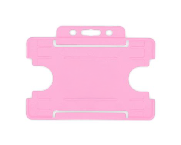 Pink Single-Sided BioBadge Open Faced ID Card Holders - Landscape (Pack of 100)