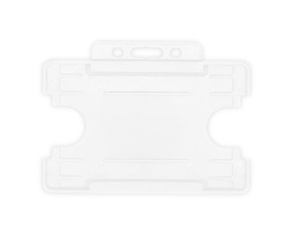 White Dual-Sided BioBadge Open Faced ID Card Holders - Landscape (Pack of 100)