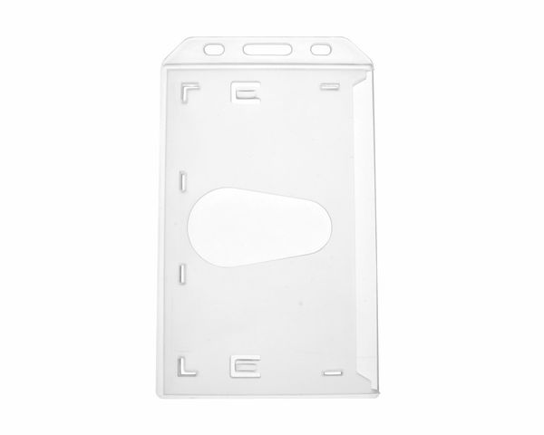 Clear Enclosed ID Card Holder with Thumb Slot - Portrait (Pack of 100)