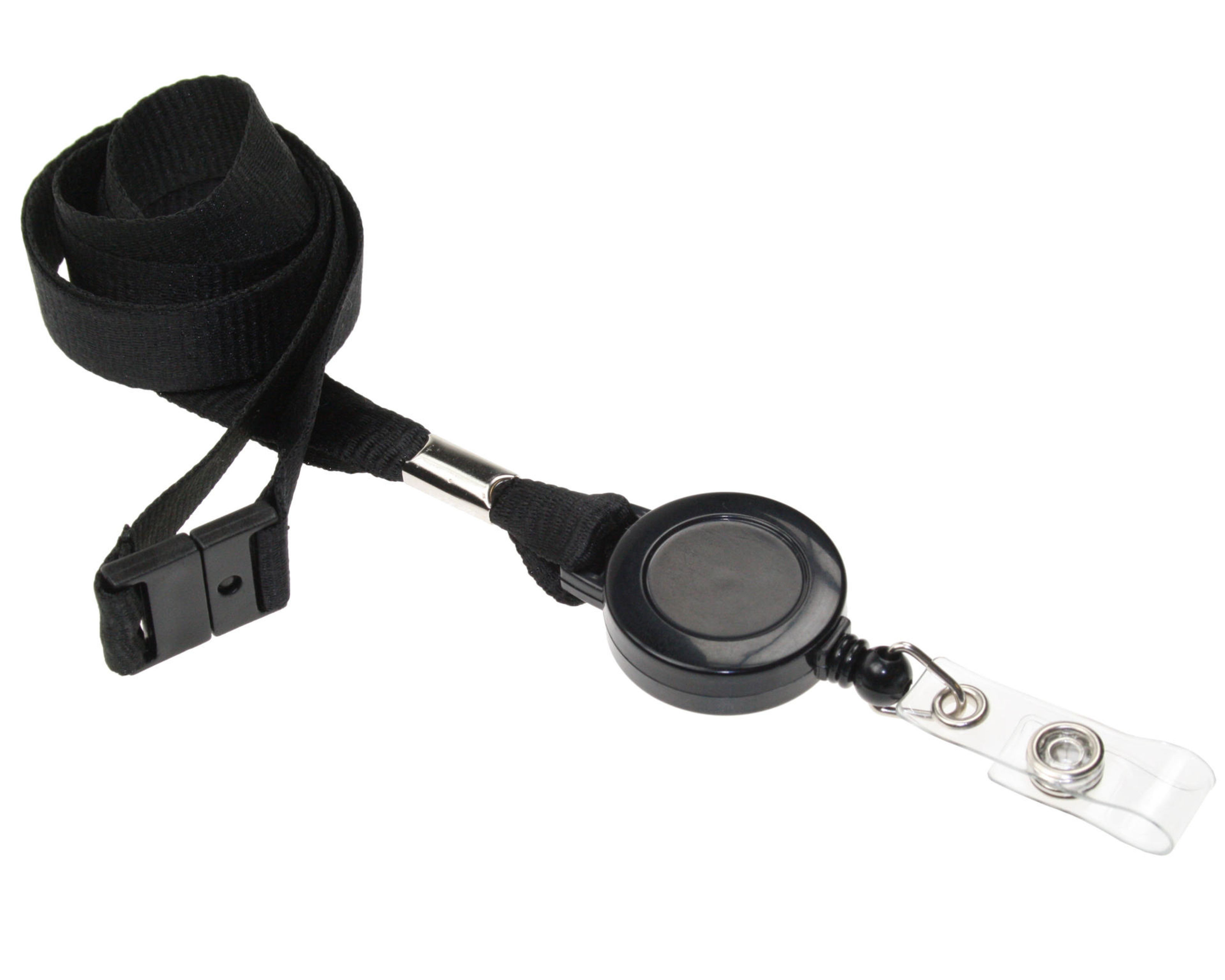 ID Neck Strap 15mm Lanyard ID Card Holder & Retractable Reel Badge Holder BLACK 