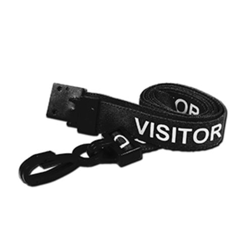Black 15mm Visitor Lanyards with Plastic J Clip (Pack of 100)