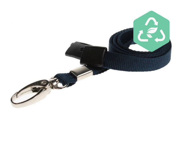 Recycled Plain Dark Blue Lanyards with Metal Lobster Clip (Pack of 100)