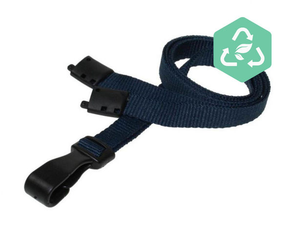 Recycled Plain Dark Blue Lanyards with Plastic J Clip (Pack of 100)
