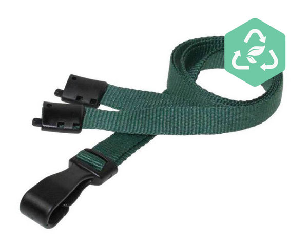 Recycled Plain Green Lanyards with Plastic J Clip (Pack of 100)