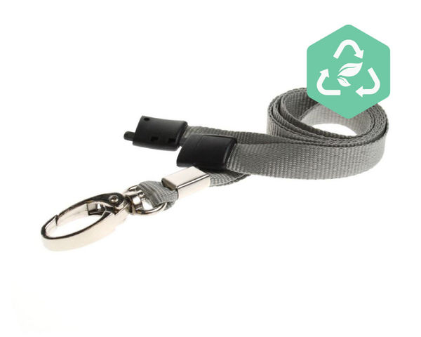 Recycled Plain Grey Lanyards with Metal Lobster Clip (Pack of 100)