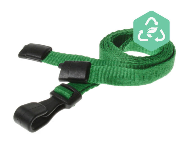 Recycled Plain Light Green Lanyards with Plastic J Clip (Pack of 100)
