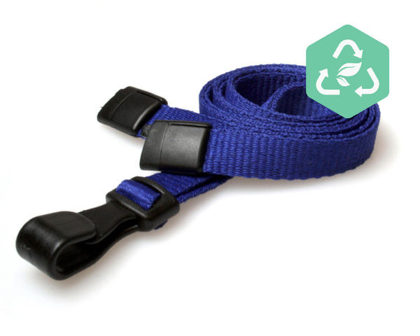 Recycled Plain Navy Blue Lanyards With Plastic J Clip (Pack of 100)