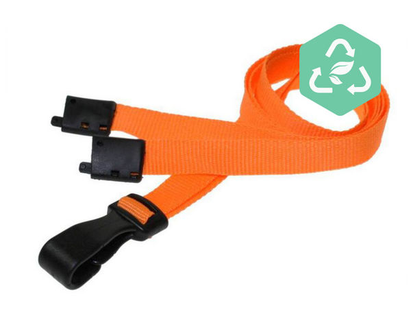 Recycled Plain Orange Lanyards with Plastic J Clip (Pack of 100)