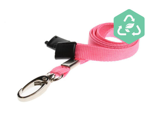 Recycled Plain Pink Lanyards with Metal Lobster Clip (Pack of 100)