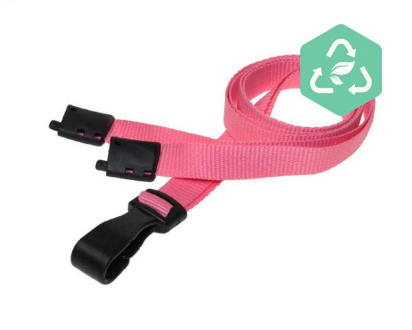 Recycled Plain Pink Lanyards with Plastic J Clip (Pack of 100)