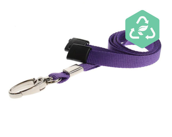 Recycled Plain Purple Lanyards with Metal Lobster Clip (Pack of 100)