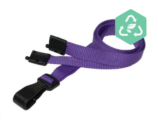 Recycled Plain Purple Lanyards with Plastic J Clip (Pack of 100)