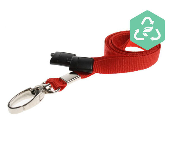 Recycled Plain Red Lanyards with Metal Lobster Clip (Pack of 100)