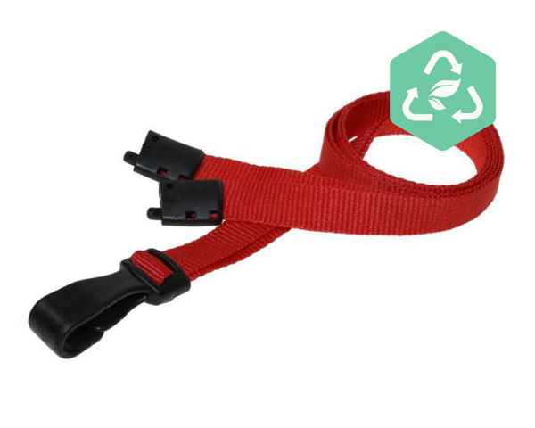 Recycled Plain Red Lanyards with Plastic J Clip (Pack of 100)