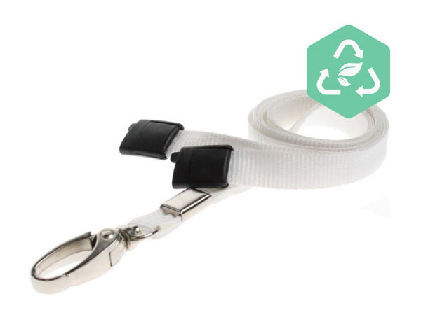 Recycled Plain White Lanyards with Metal Lobster Clip (Pack of 100)