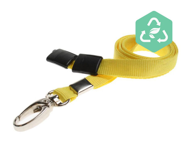Recycled Plain Yellow Lanyards with Metal Lobster Clip (Pack of 100)