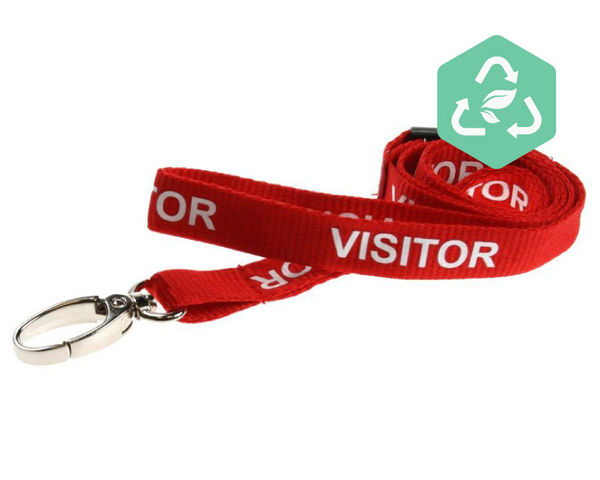 Red Visitor Lanyards with Metal Lobster Clip (Pack of 100)