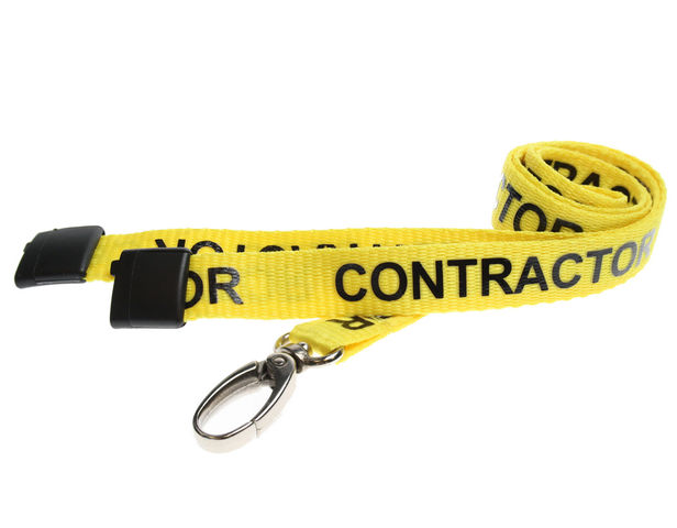 Yellow Contractor Lanyards with Metal Lobster Clip (Pack of 100)