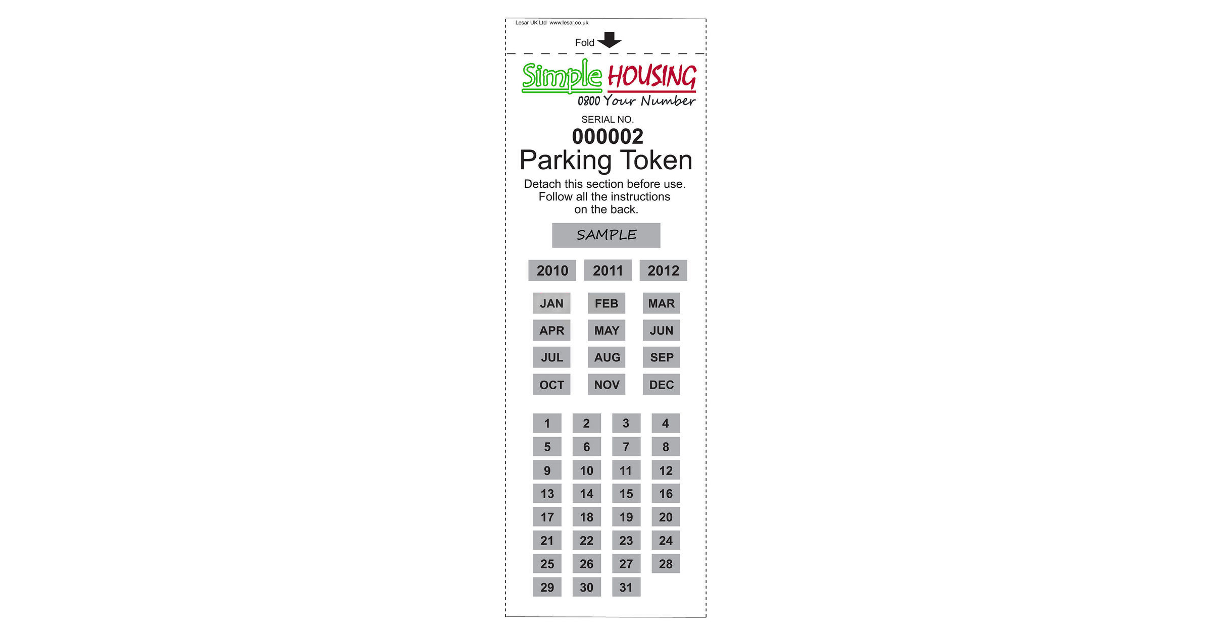 Scratch Off Car Park Permit