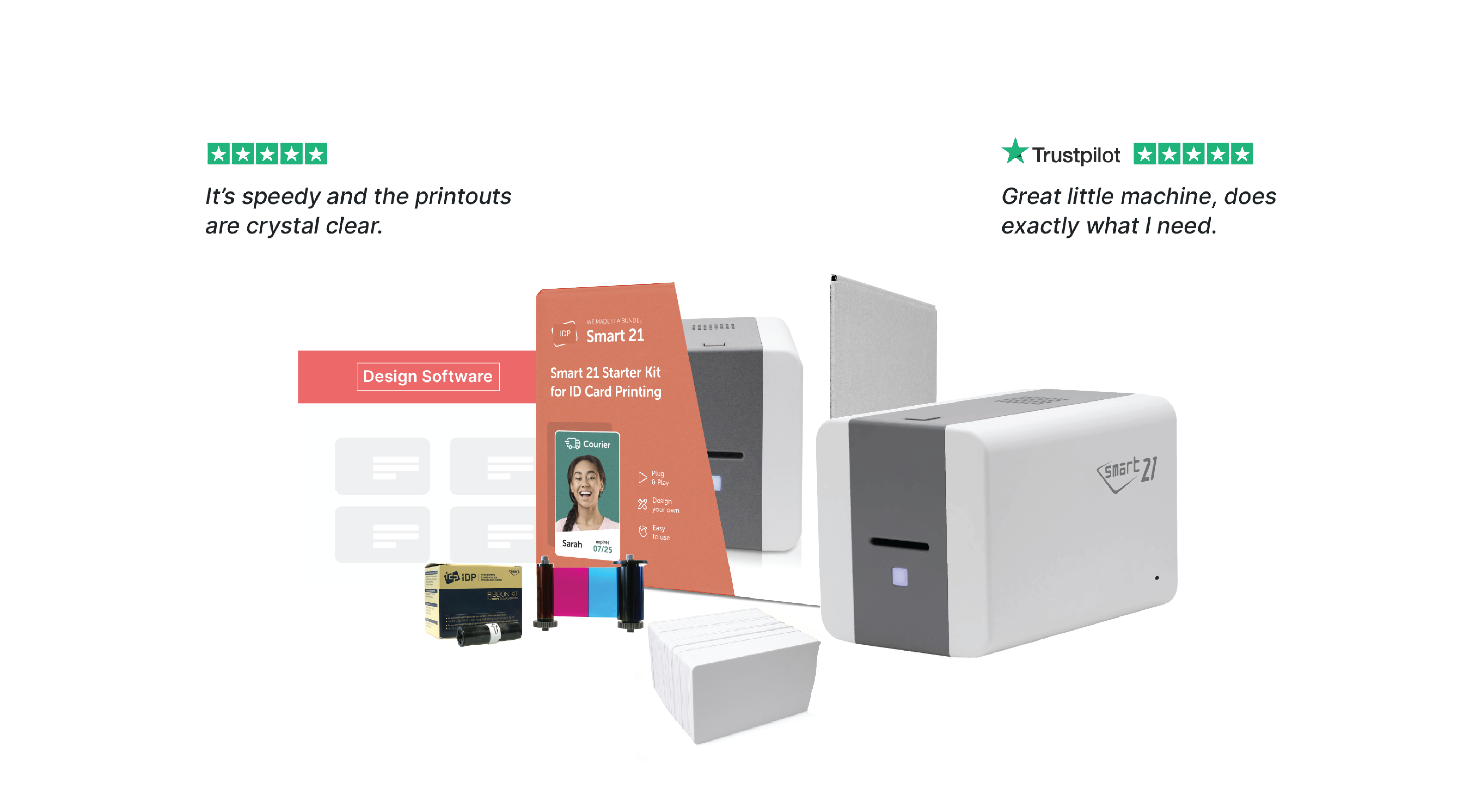 Smart 21 Ribbon Kit Starter Kit - Smart 21 ID Card Printer Bundle